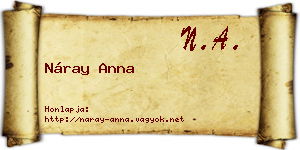 Náray Anna névjegykártya